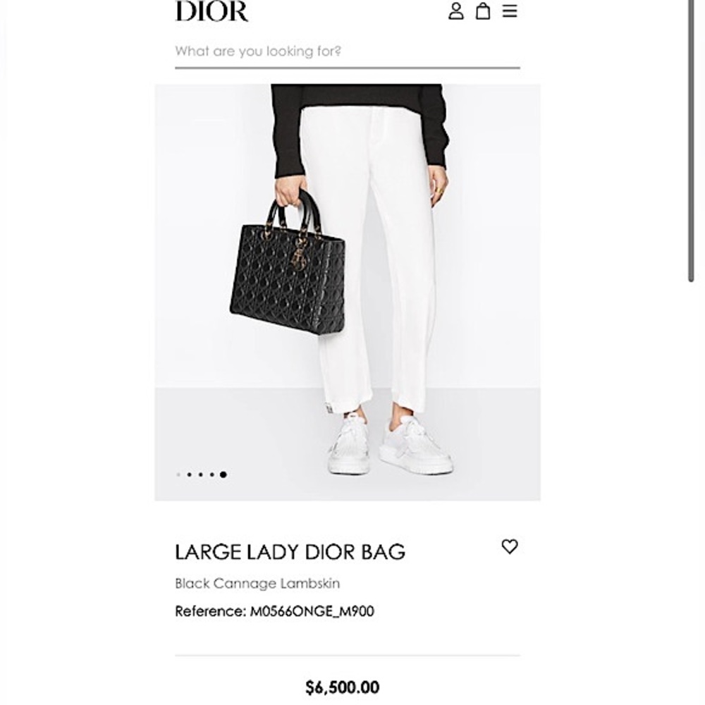 Dior: Lady Dior Charms Patent Enamel Cannage Lambskin Shoulder Handbag (Black) - Picture 3 of 16